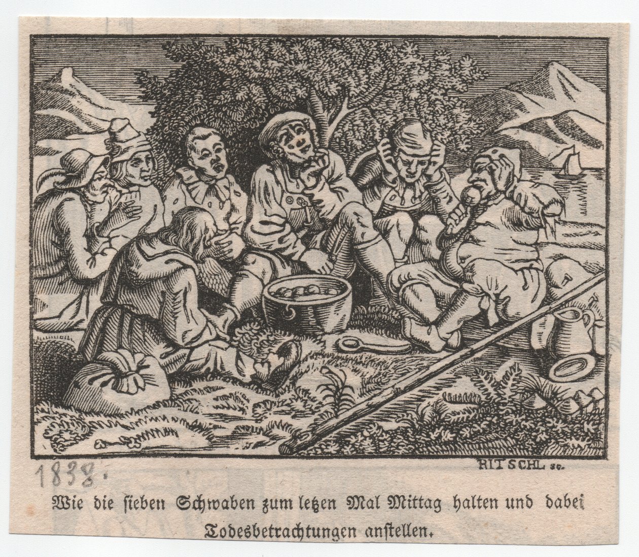 Szwabowie przechowywali wokół garnka pierogi autorstwa Hieronymus Heinrich Jakob Ritschl von Hartenbach
