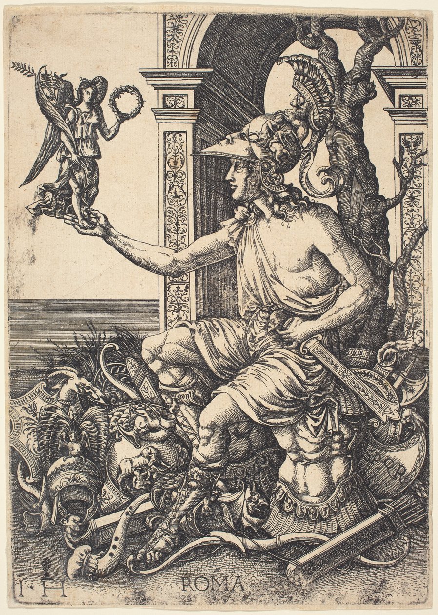 Personifikacja Rzymu autorstwa Hieronymus Hopfer after Giovanni Battista Palumba
