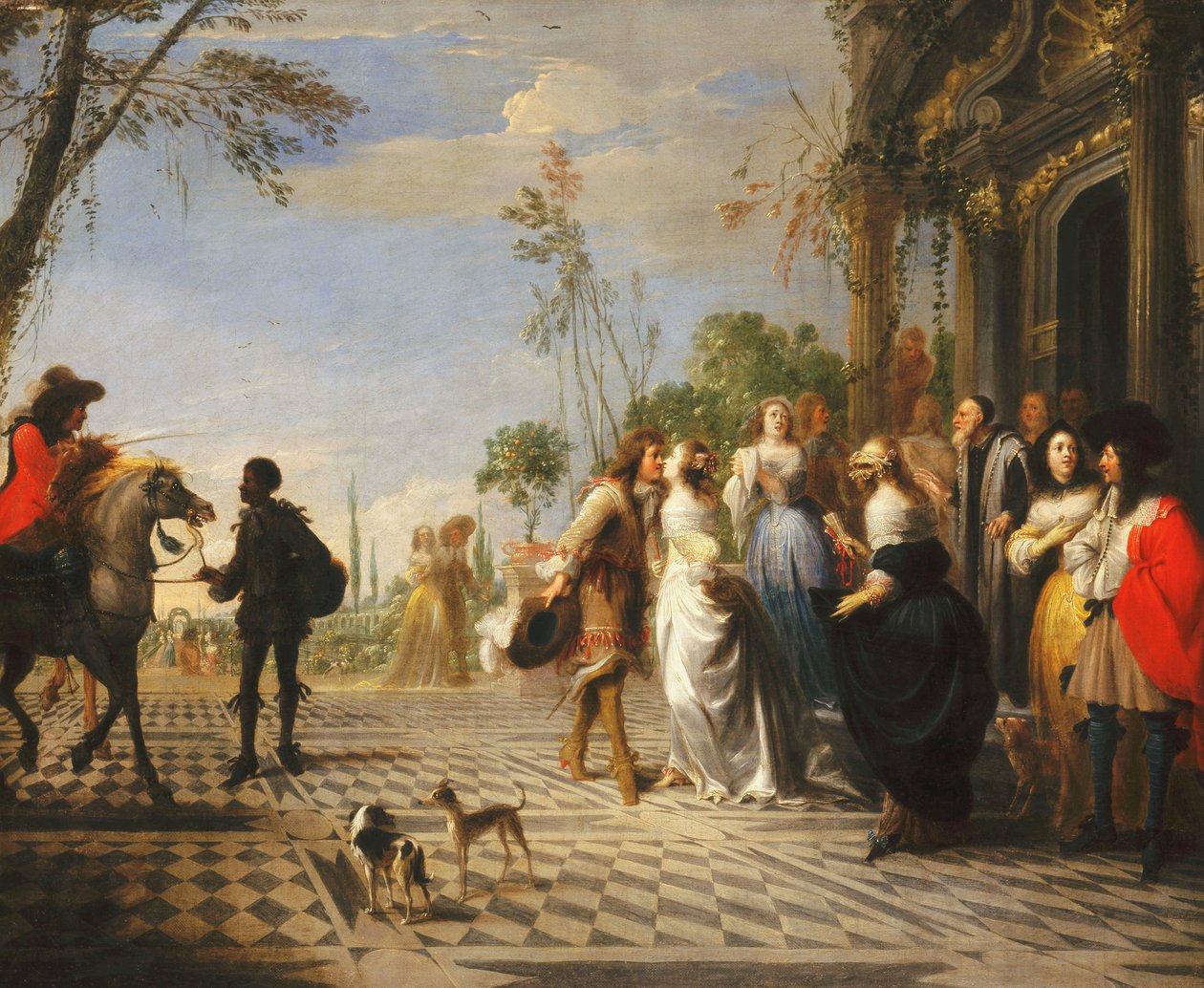 Przypowieść o synu marnotrawnym — syn marnotrawny opuszcza dom autorstwa Hieronymus Janssens
