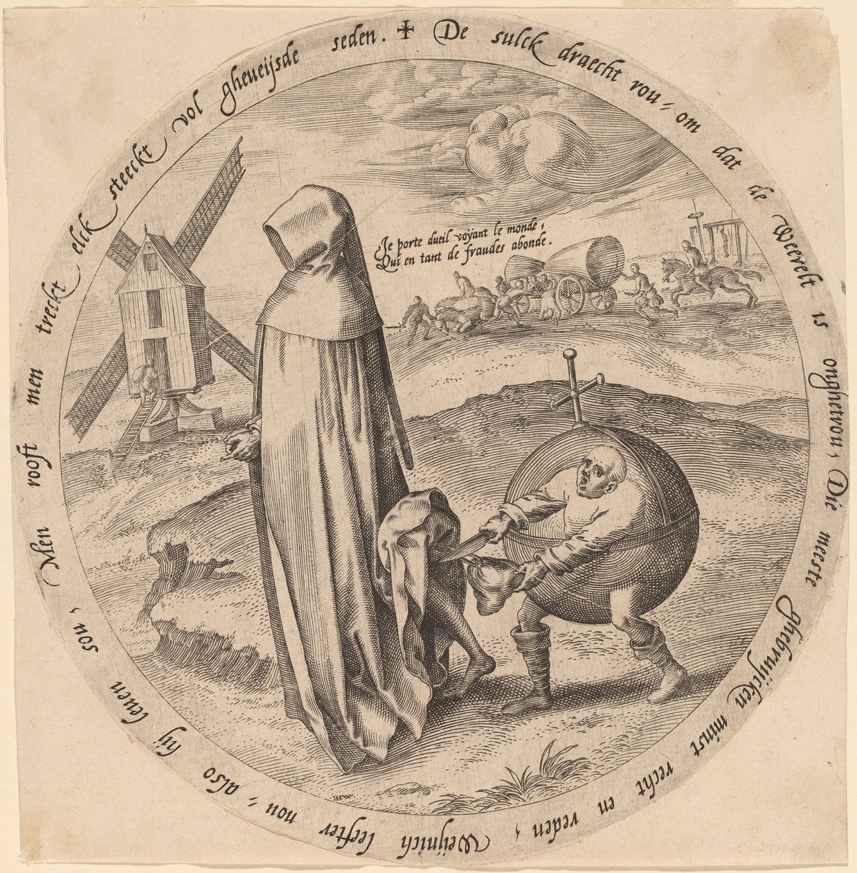 Mizantrop okradziony przez świat autorstwa Hieronymus Wierix after Pieter Bruegel the Elder