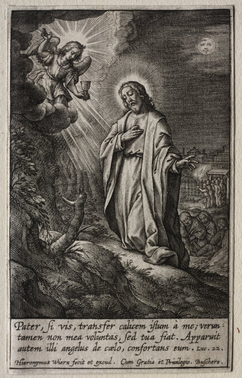 Pasja: Chrystus na Górze Oliwnej. autorstwa Hieronymus or Jerome Wierix