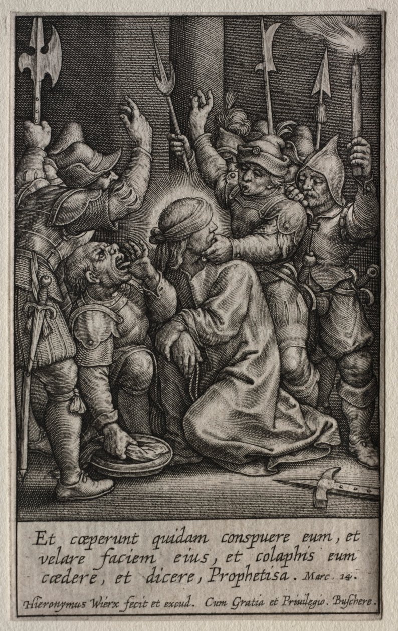 Pasja: naśmiewanie się z Chrystusa. autorstwa Hieronymus or Jerome Wierix