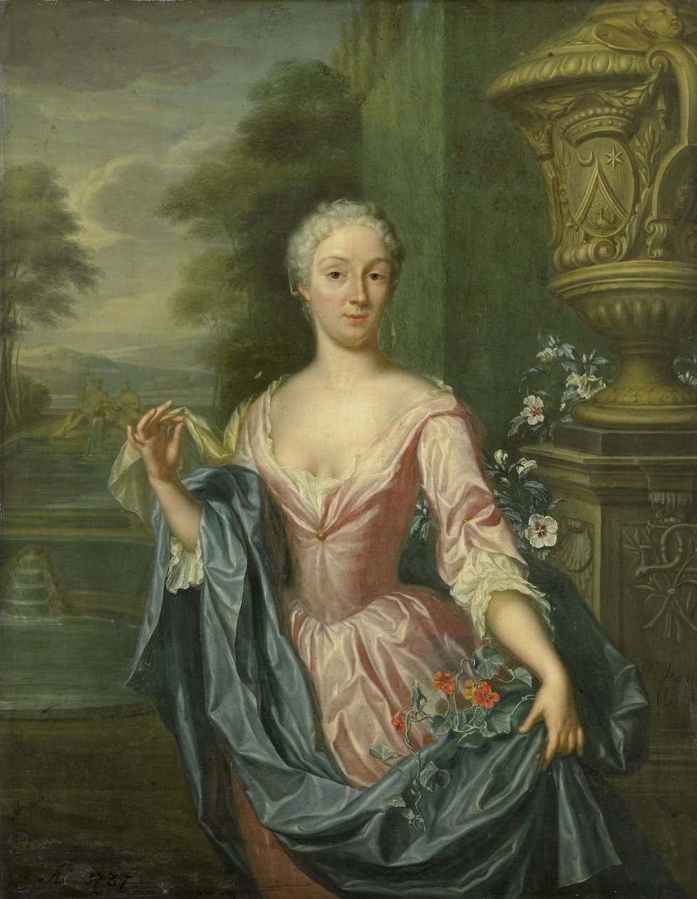 Portret Claudine van Royen (ur. 1712), żony Pietera Tedinga van Berkhout autorstwa Hieronymus van der Mij