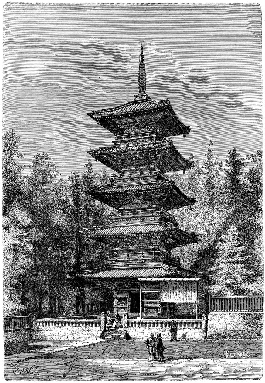 Świątynia buddyjska, Nikko, Japonia, 1895. autorstwa Hildibrand
