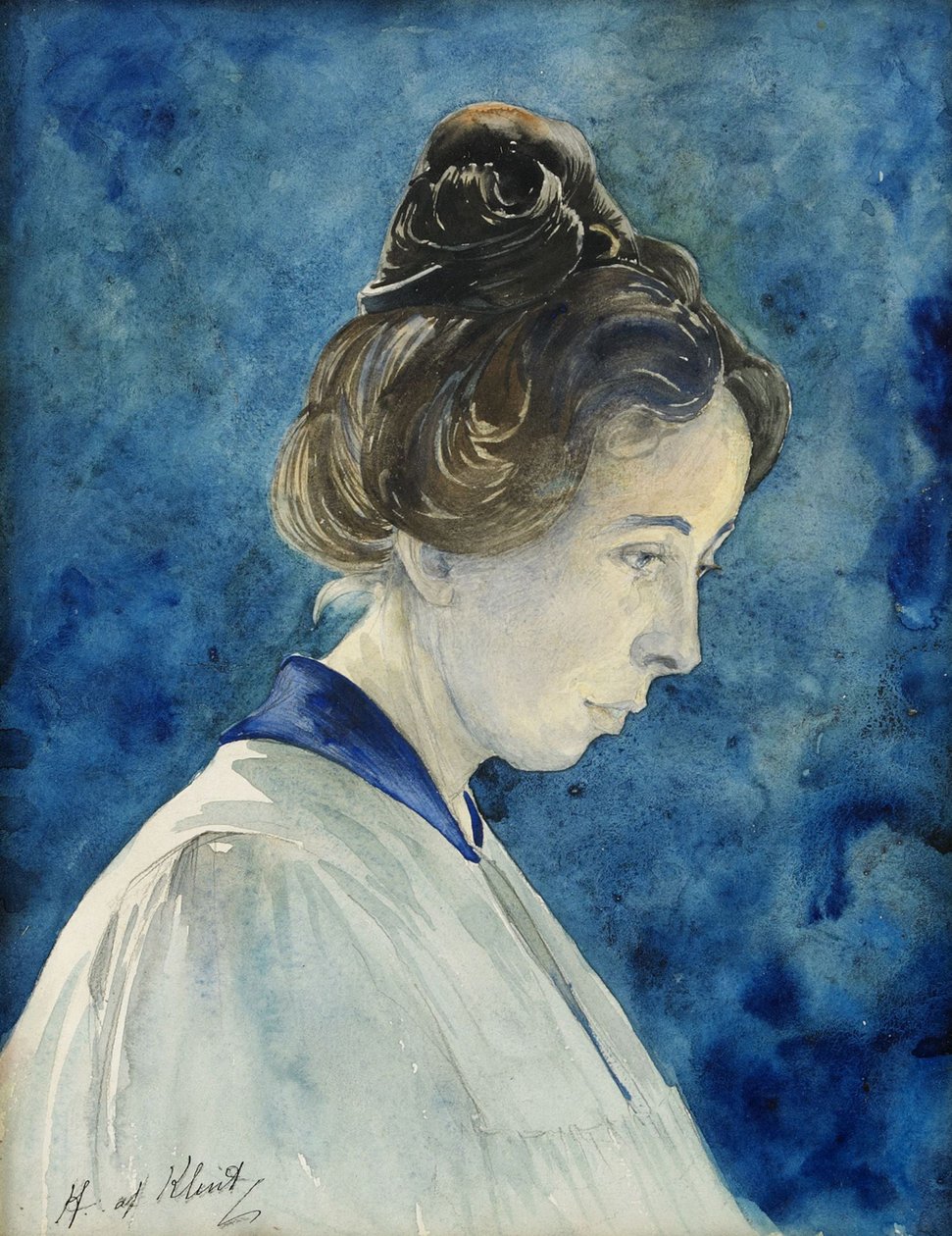 Autoportret, ok. 1890 r. (akwarela na papierze) autorstwa Hilma af Klint