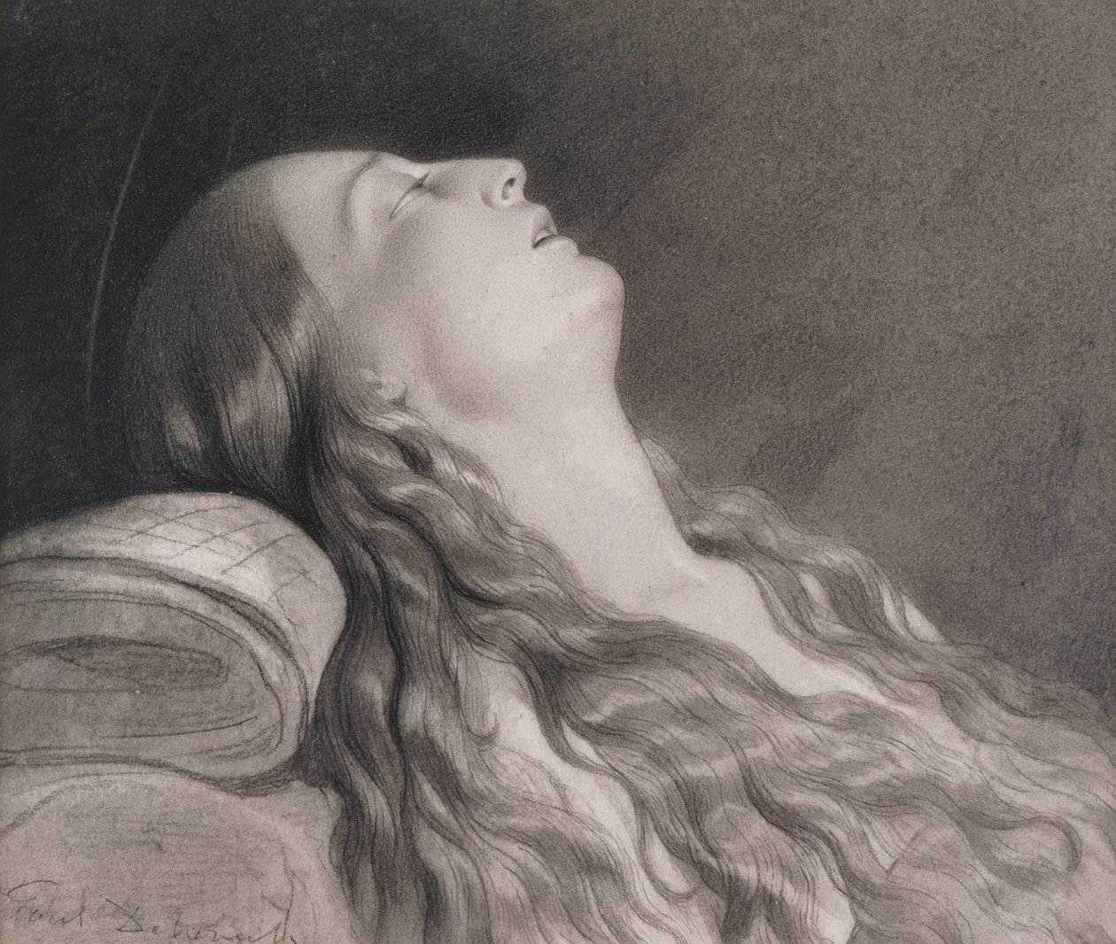 Louise Vernet na łożu śmierci (grafit na papierze) autorstwa Hippolyte Delaroche