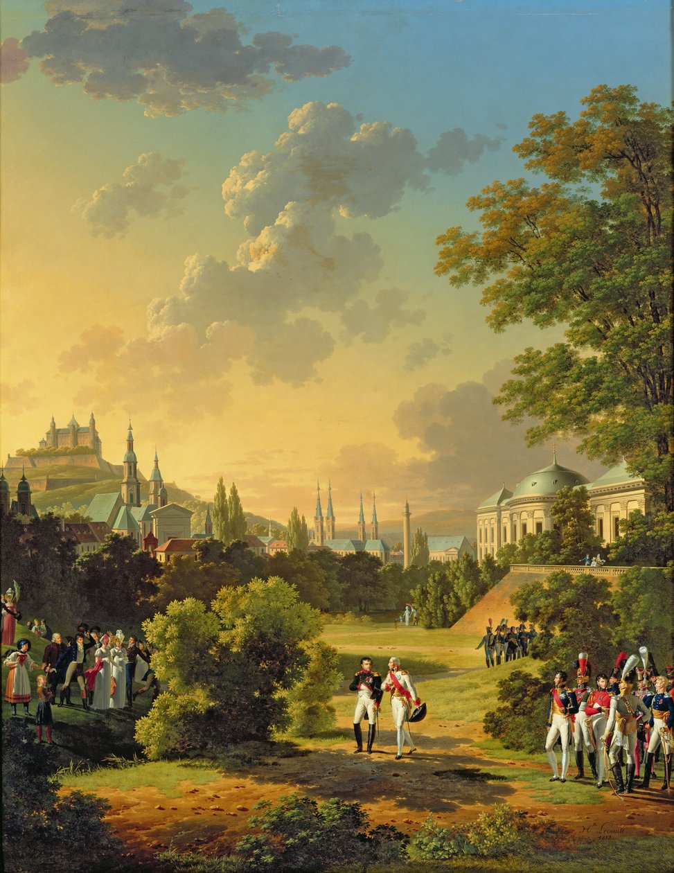 Spotkanie Napoleona I (1769-1821) z Ferdynandem III (1769-1824) Wielkim Księciem Toskanii w Wurtzburgu, październik 1806, 1813 autorstwa Hippolyte Lecomte