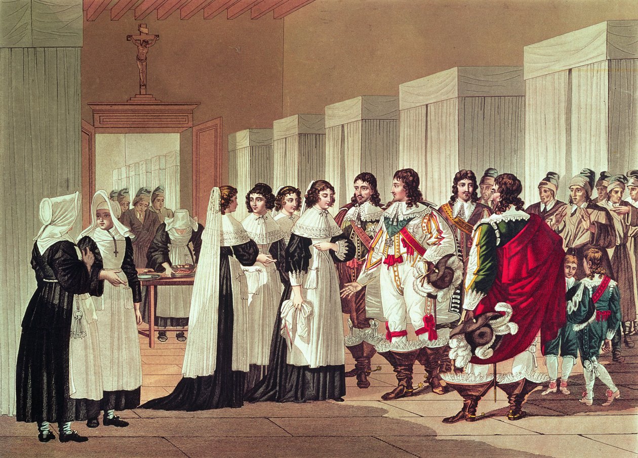 Spotkanie Ludwika XIII (1601-43) i Marie-Louise Motier de la Fayette (1615-65) w l