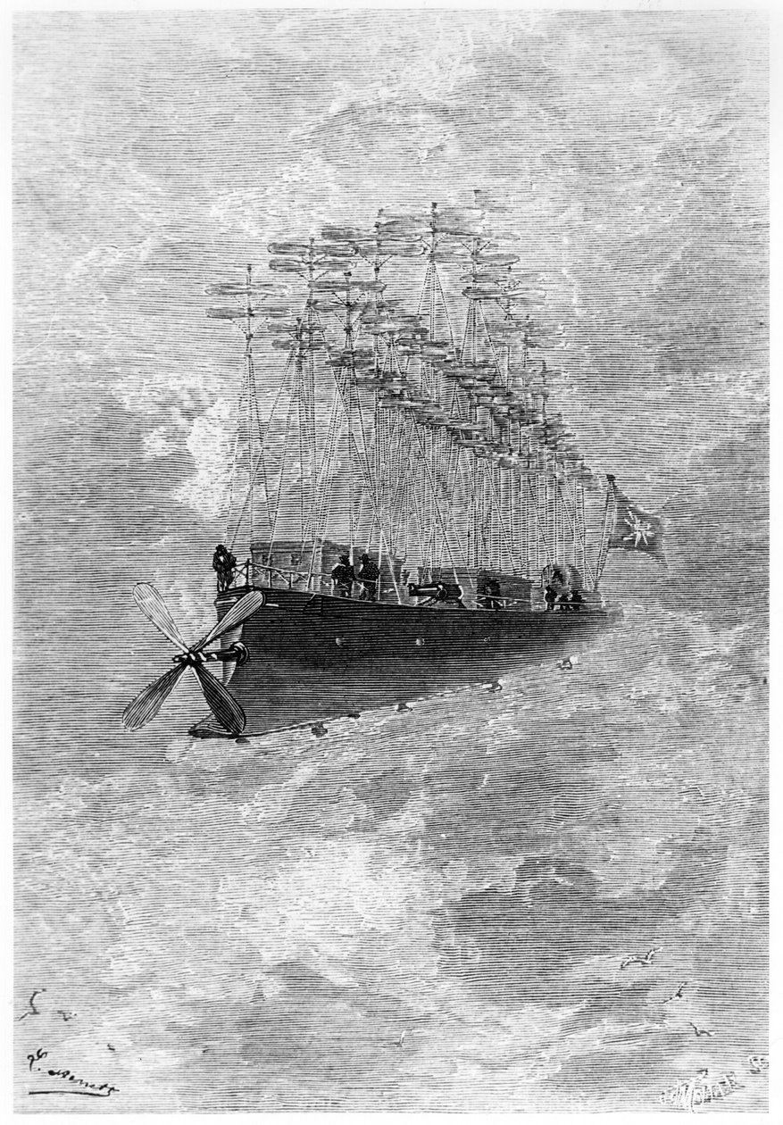 Albatros, ilustracja z „Robur le Conquerant” Juliusza Verne