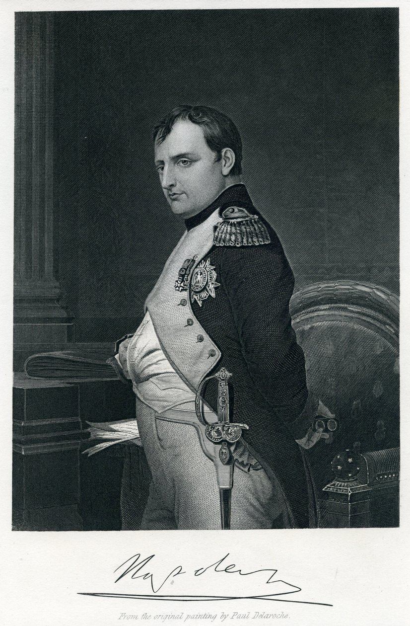 Napoleon I (1769-1821) (rycina) autorstwa Hippolyte (1797 1856) (after) Delaroche