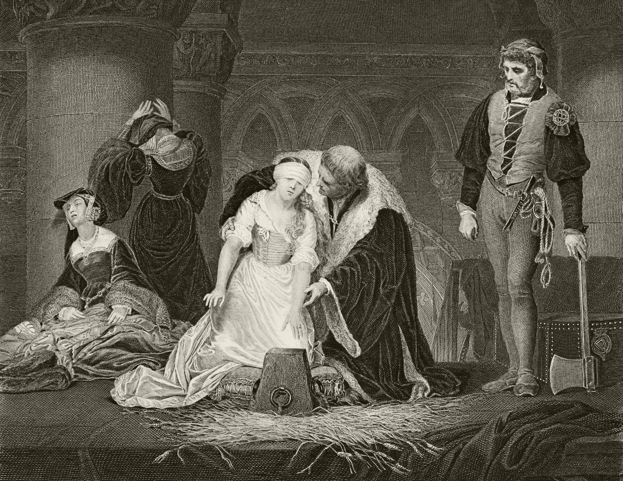 Egzekucja Lady Jane Grey autorstwa Hippolyte (1797-1856) (after) Delaroche