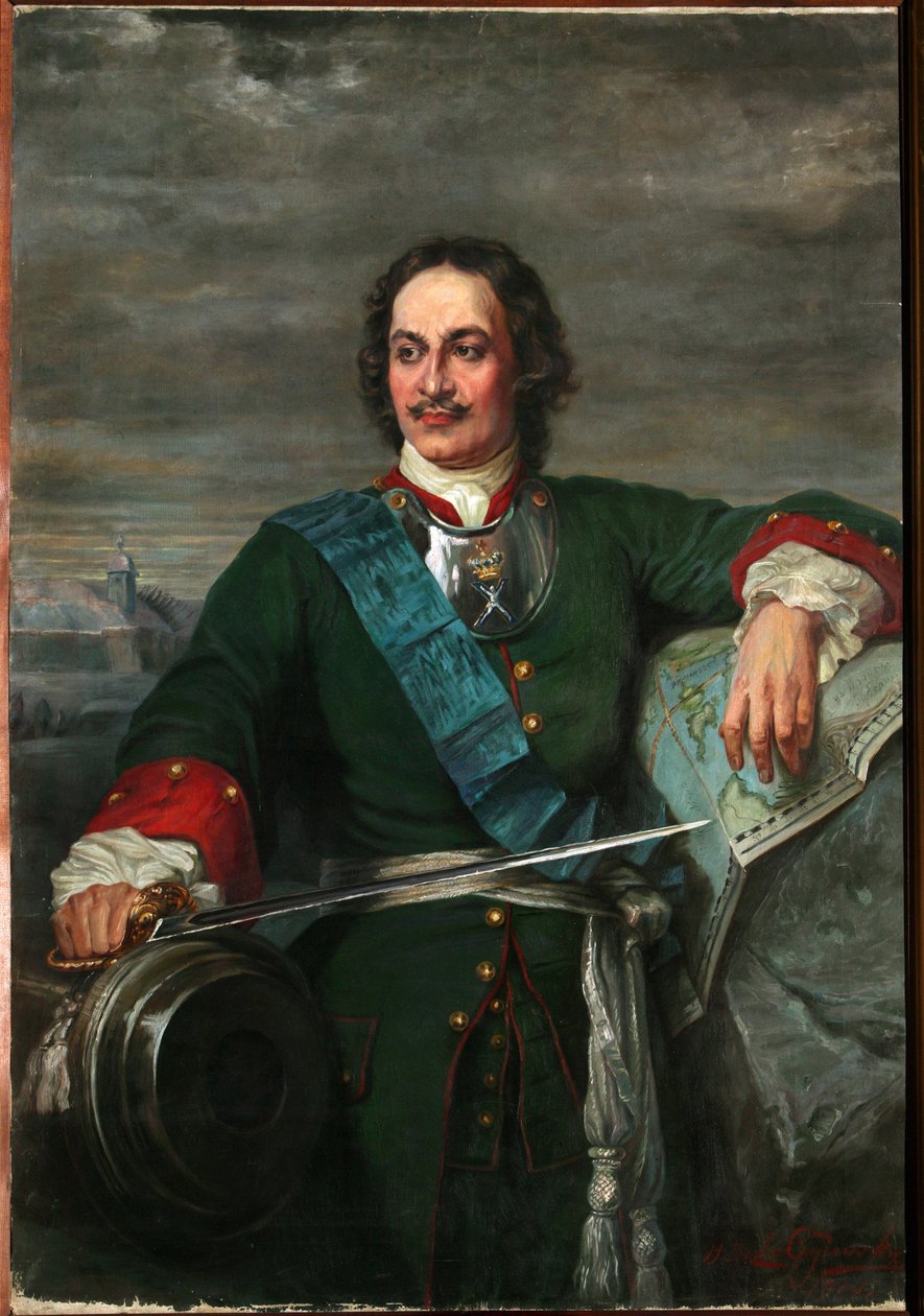 Portrait de Pierre Ier Le Grand (1672-1725) tsar de Russie - Peter the Great (After Hippolyte Delaroche) - Bezler-Ciszewska, Henryka - 1914 - Oil on canvas - 170x119 - Regional I. Kramskoi Art Museum, Voronezh autorstwa Hippolyte Delaroche