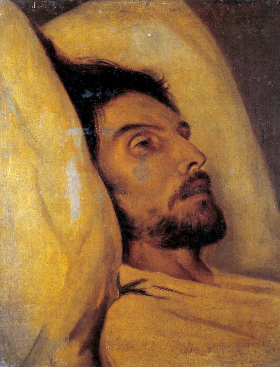 Portret dziennikarza Armanda Carela (1800-1836) na łożu śmierci Obraz przypisywany Paulowi Delaroche (1797-1856) XIX-wieczne nd. 0,46x0,48 m Paryż, Musee Carnavalet autorstwa Hippolyte Delaroche