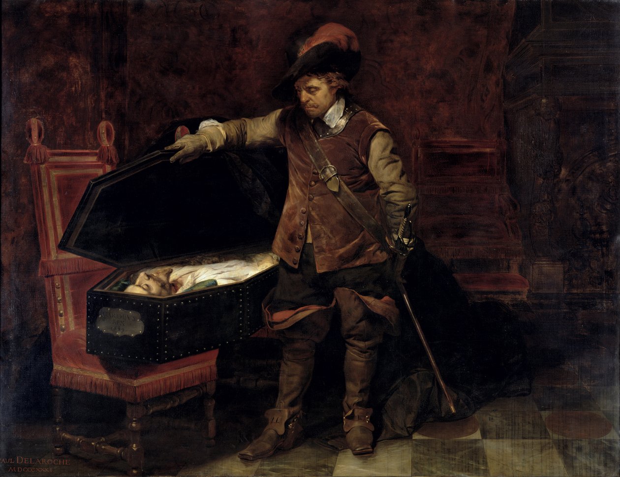 Oliver Cromwell (1599-1658) Otwieranie trumny Karola I (1600-49) 1831 (olej na płótnie) autorstwa Hippolyte (1797 1856) Delaroche