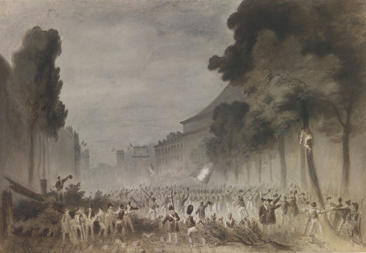 Rewolucja lipcowa na Grands Boulevards w Paryżu, 1830 r autorstwa Hippolyte Bellange
