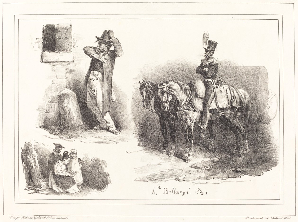 Trzy winiety autorstwa Hippolyte Bellange