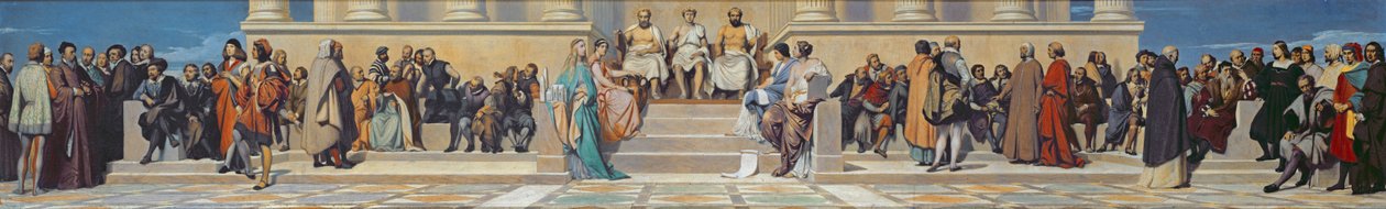 Hemicycle of the Ecole des Beaux-Arts, ok. 1836-41 (olej na papierze naklejonym na płótnie) autorstwa Hippolyte Delaroche