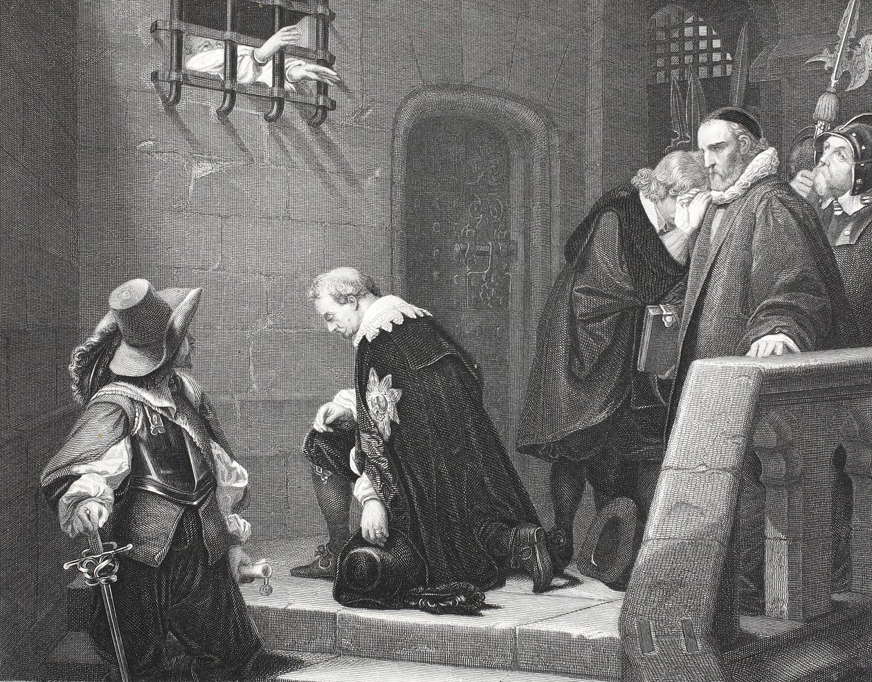 Lord Strafford w drodze na egzekucję, grawerowany przez AH Payne autorstwa Hippolyte Delaroche