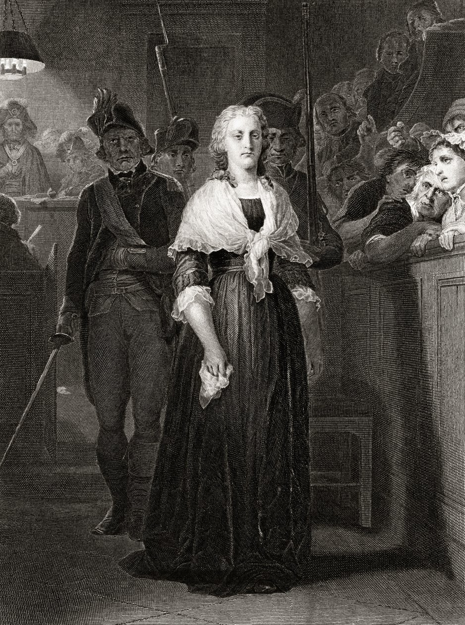 Maria Antonina przed Trybunałem Rewolucyjnym, 14 października 1793, grawerowana przez Williama Frencha (ok. 1815-98) autorstwa Hippolyte Delaroche
