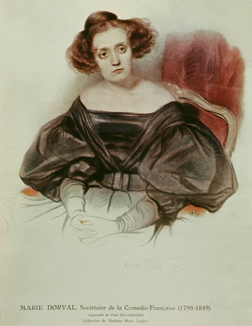 Marie Dorval (1798-1849) w kostiumie, 1831 (wc na papierze) autorstwa Hippolyte Delaroche