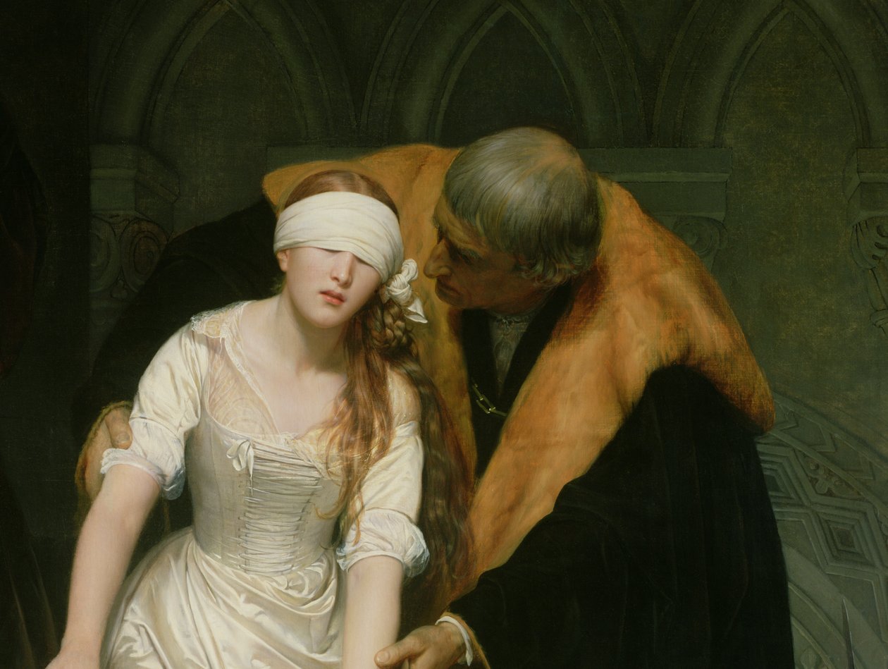 Egzekucja Lady Jane Grey, 1833 (detal 72630) autorstwa Hippolyte Delaroche