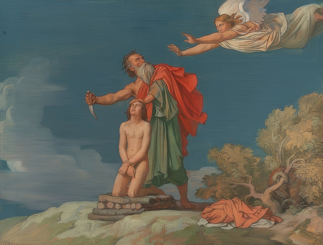 Ofiara Izaaka. 1860 autorstwa Hippolyte Flandrin
