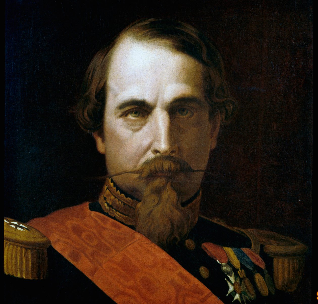Portret cesarza Napoleona III (1808-1873) Detal. Obraz Hippolyte Flandrin (1809-1864) 1863 Rzym Museo Napoleonico autorstwa Hippolyte Flandrin