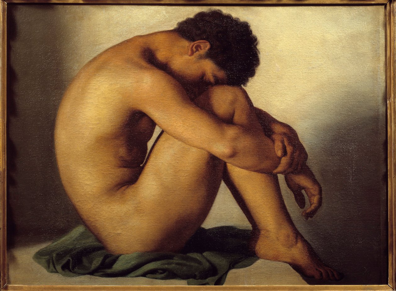 Studium nagiego młodzieńca Obraz Hypolithe Flandrin (1809-1864) autorstwa Hippolyte Flandrin