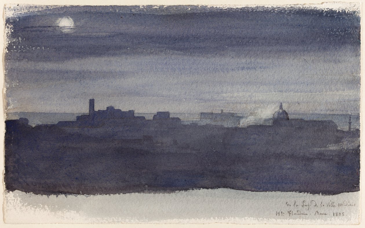 Widok Rzymu nocą autorstwa Hippolyte Flandrin