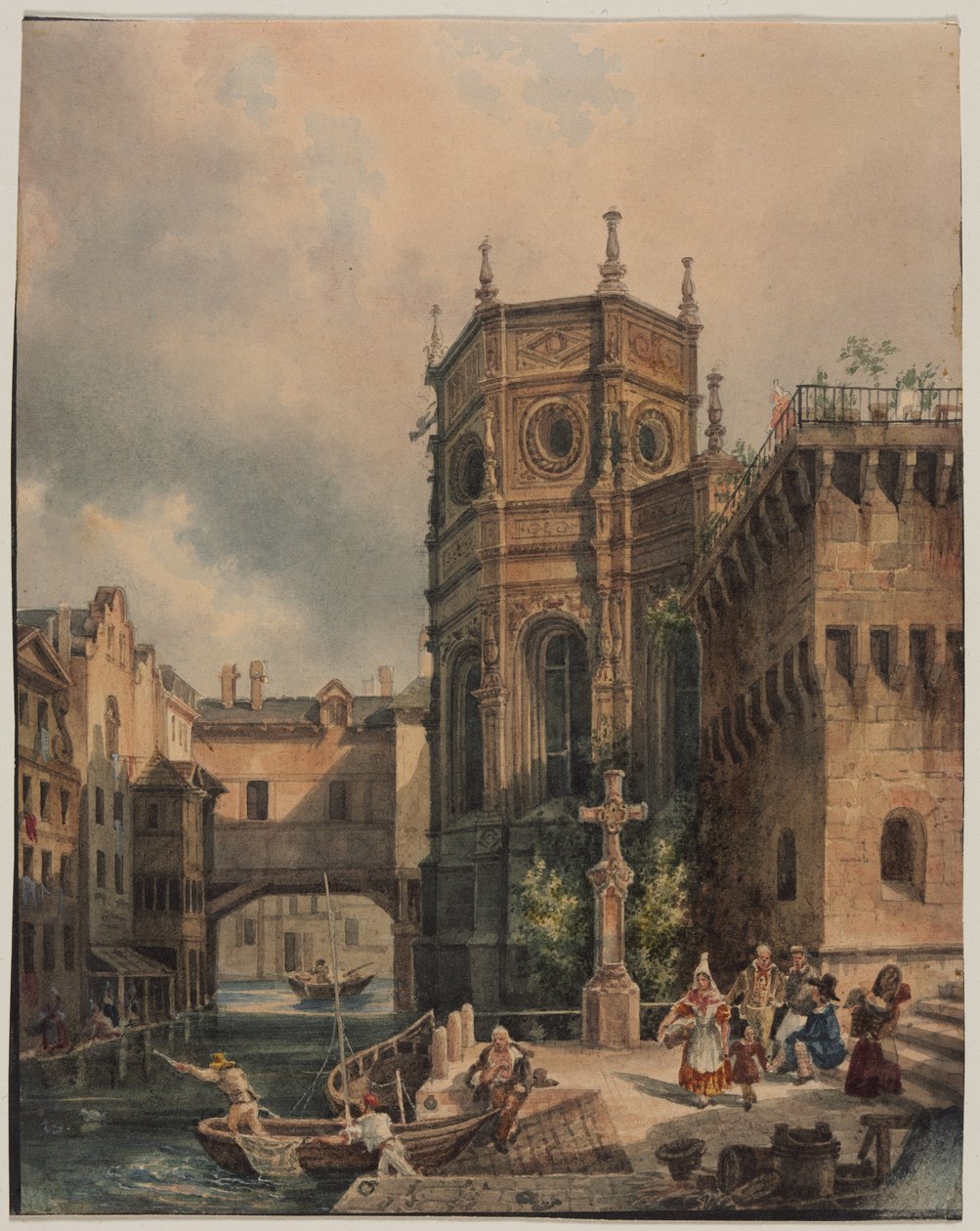 Scena na kanale autorstwa Hippolyte Jean Baptiste Garnerey