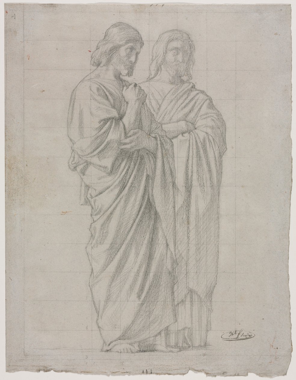 Dwie stojące postacie (studium dla lewej części Misji Apostołów) autorstwa Hippolyte Jean Flandrin