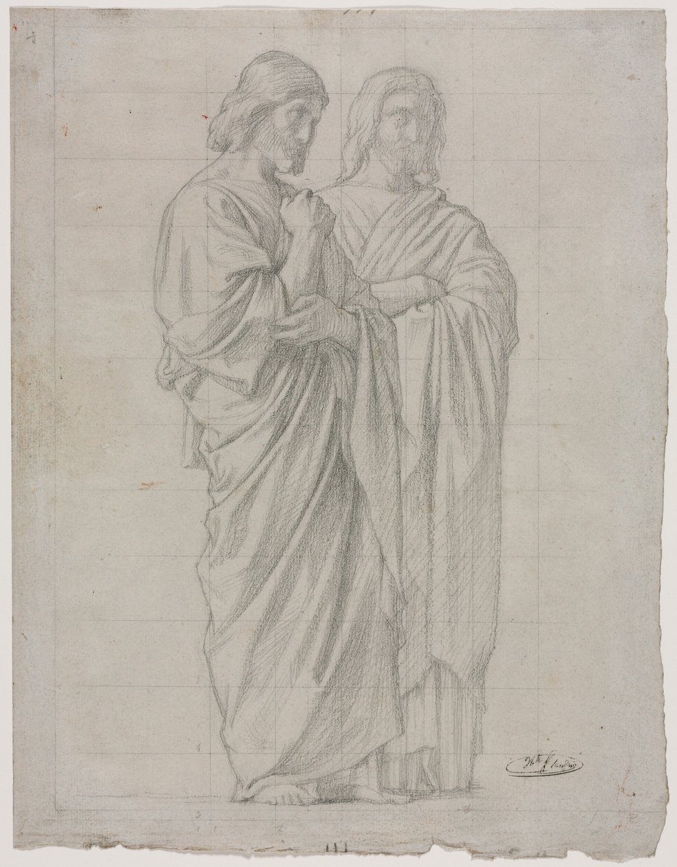 Studium dwóch stałych postaci dla lewej części Misji Apostołów, 1860. autorstwa Hippolyte Jean Flandrin