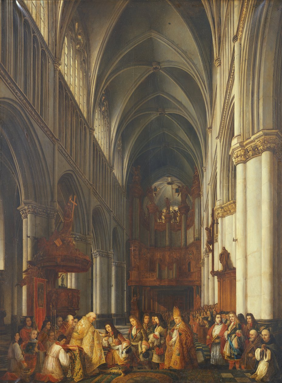 Wejście Ludwika XIV (1638-1715) do katedry Saint-Omer, 1839 autorstwa Hippolyte Joseph Cuvelier