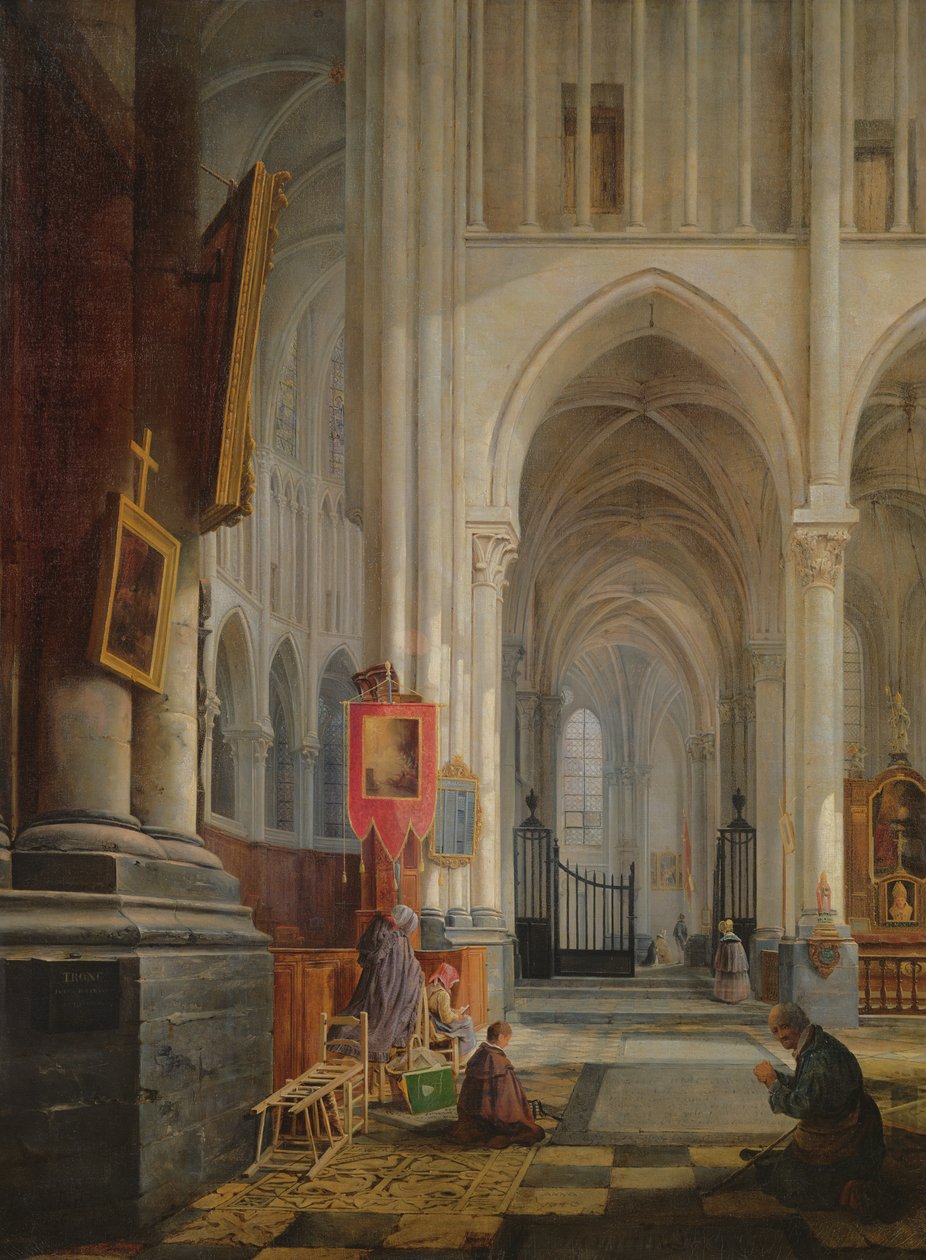 Wnętrze katedry św. Omera, 1836 autorstwa Hippolyte Joseph Cuvelier