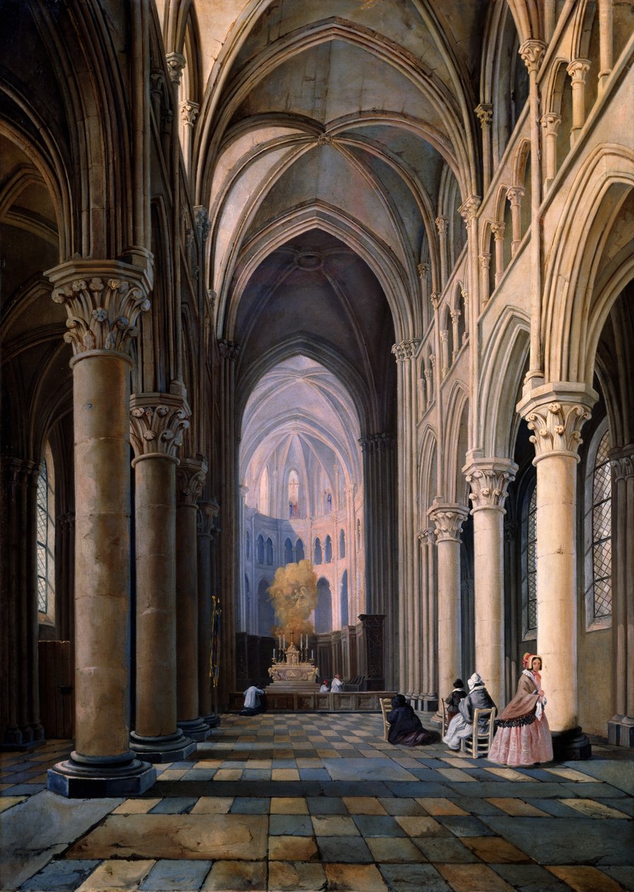 Wnętrze kościoła autorstwa Hippolyte Joseph Cuvelier