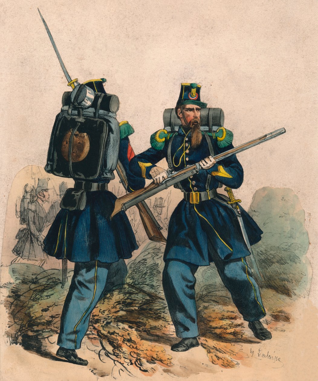Chasseurs A Pied, połowa końca XIX wieku. autorstwa Hippolyte Lalaisse