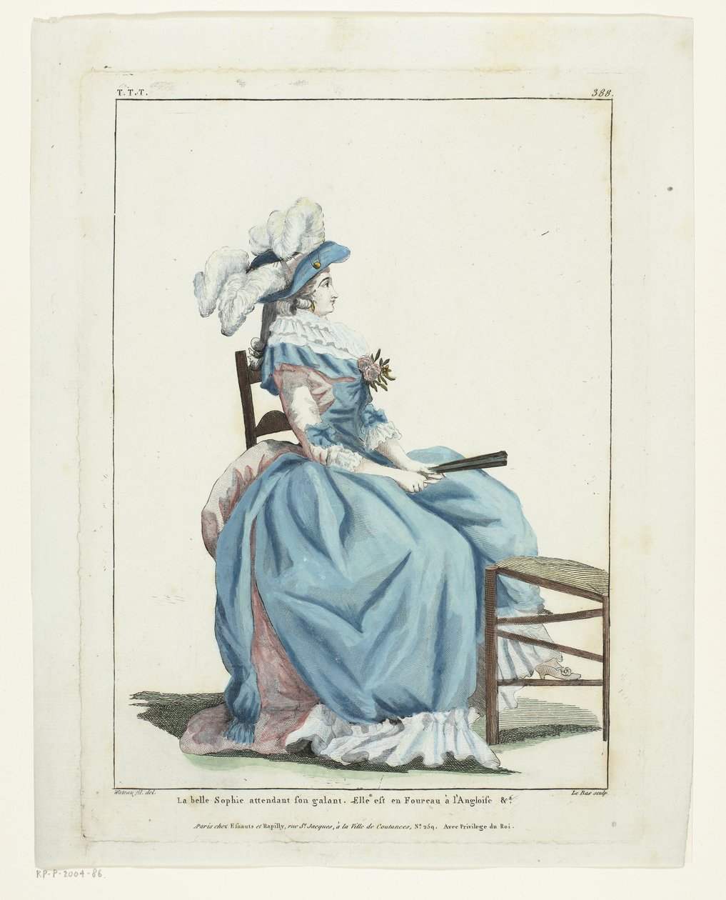 Galeria francuskiej mody i kostiumów 1787, TTT.388: Piękna Sophie czeka... autorstwa Hippolyte Le Bas