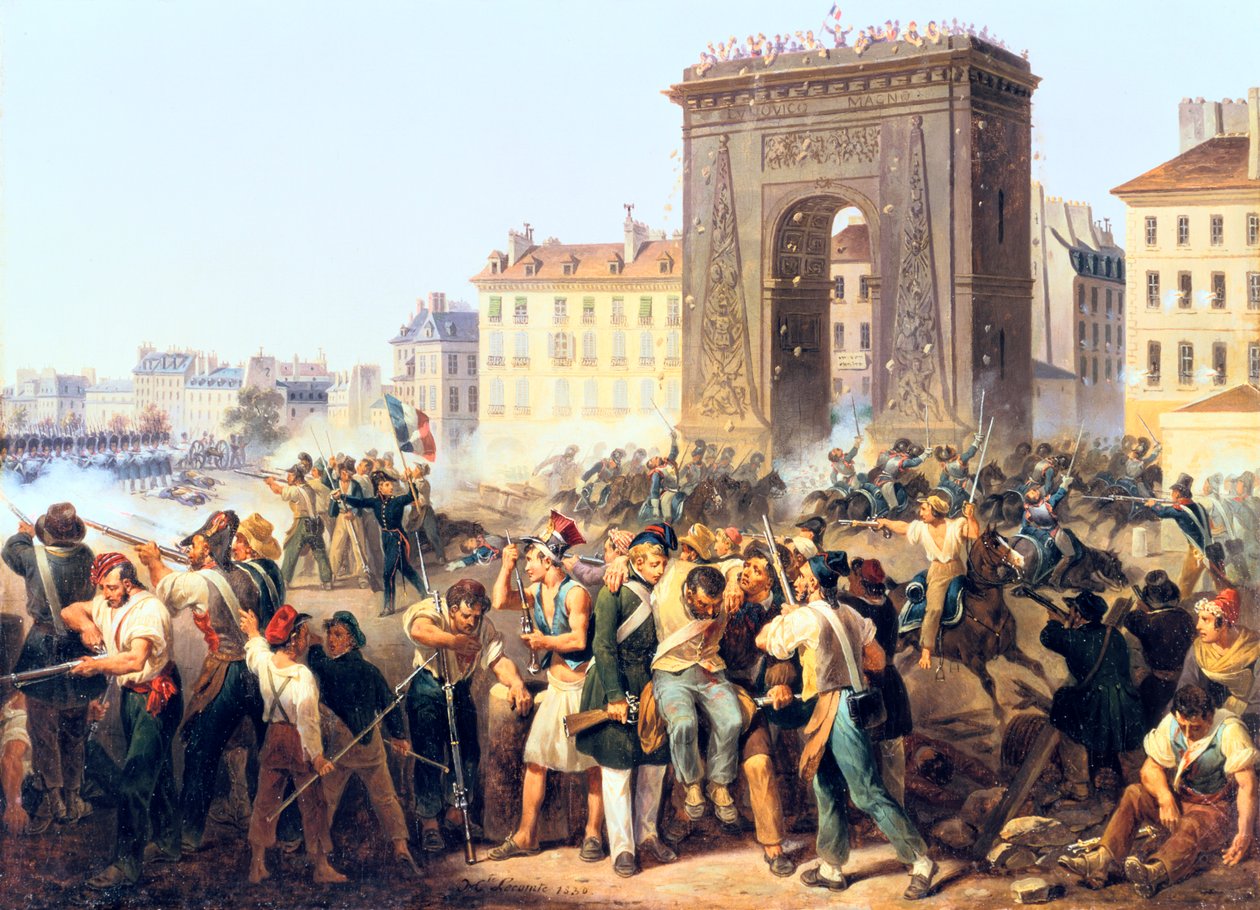 Bitwa pod Porte St Denis, 28 lipca 1830, Paryż autorstwa Hippolyte Lecomte