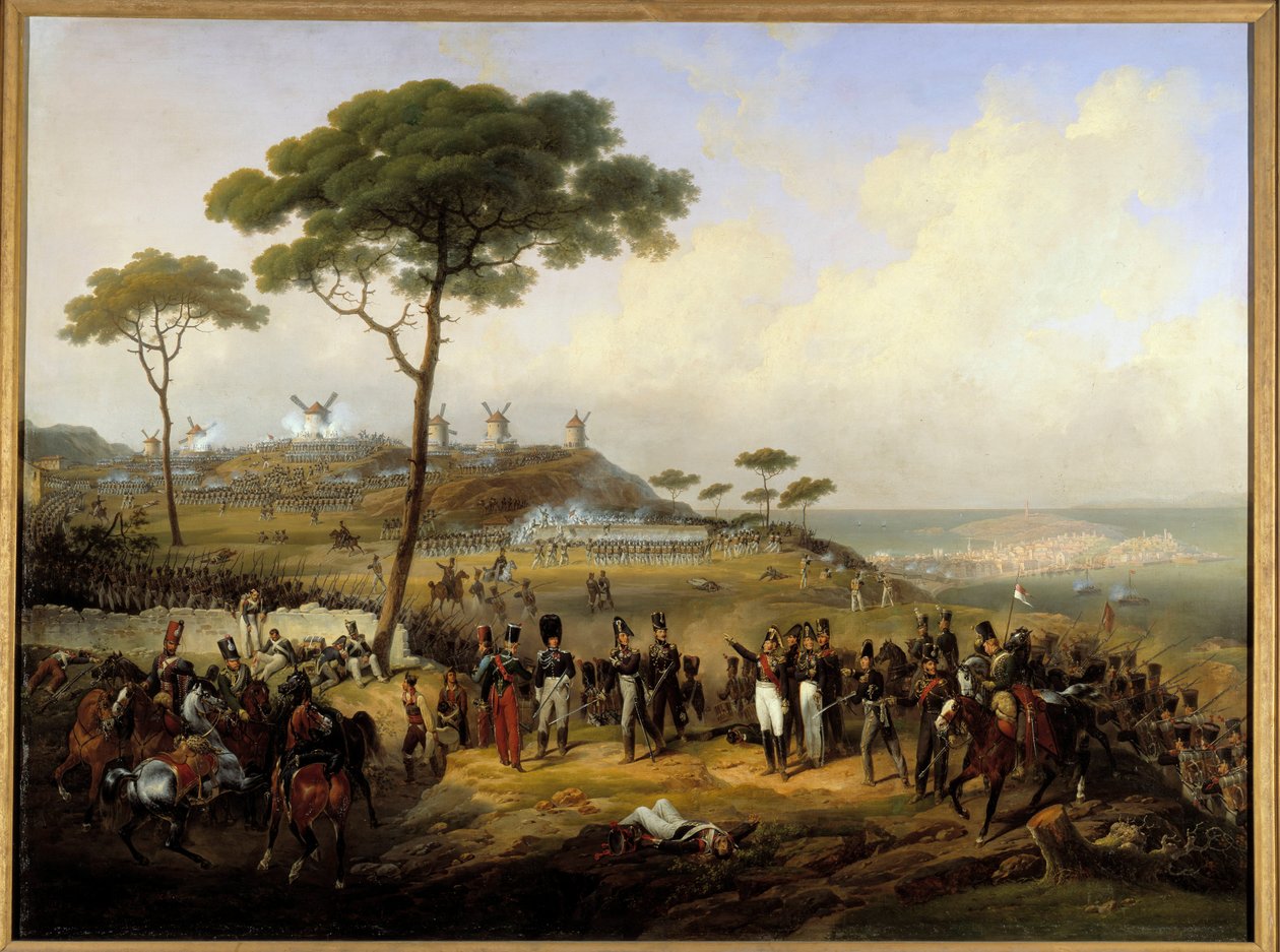 Wyprawa z Hiszpanii w 1823 r.: „” Zdobycie szańców św. Małgorzaty przed Coruñą 5 lipca autorstwa Hippolyte Lecomte