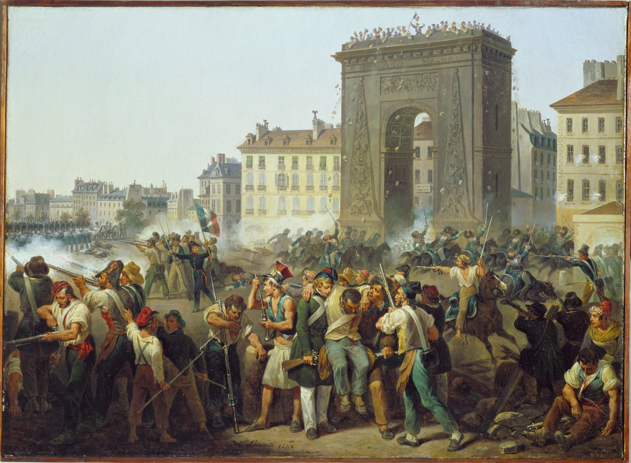 Walki przy bramie miejskiej St. Denis 28 lipca ... autorstwa Hippolyte Lecomte