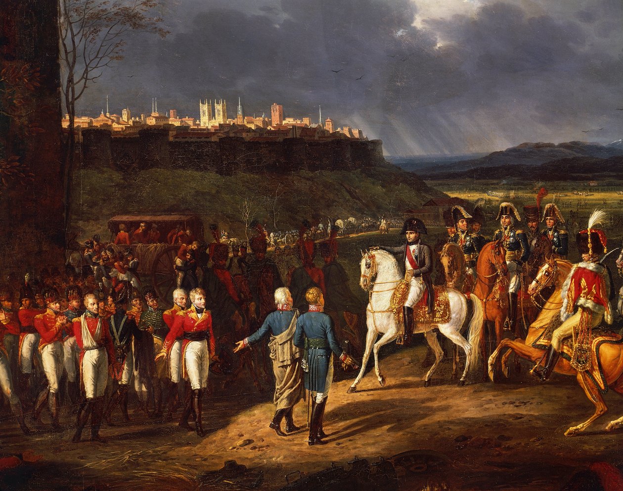 Spotkanie Napoleona Bonaparte z jeńcami brytyjskimi w Astordze po bitwie pod La Coruną autorstwa Hippolyte Lecomte