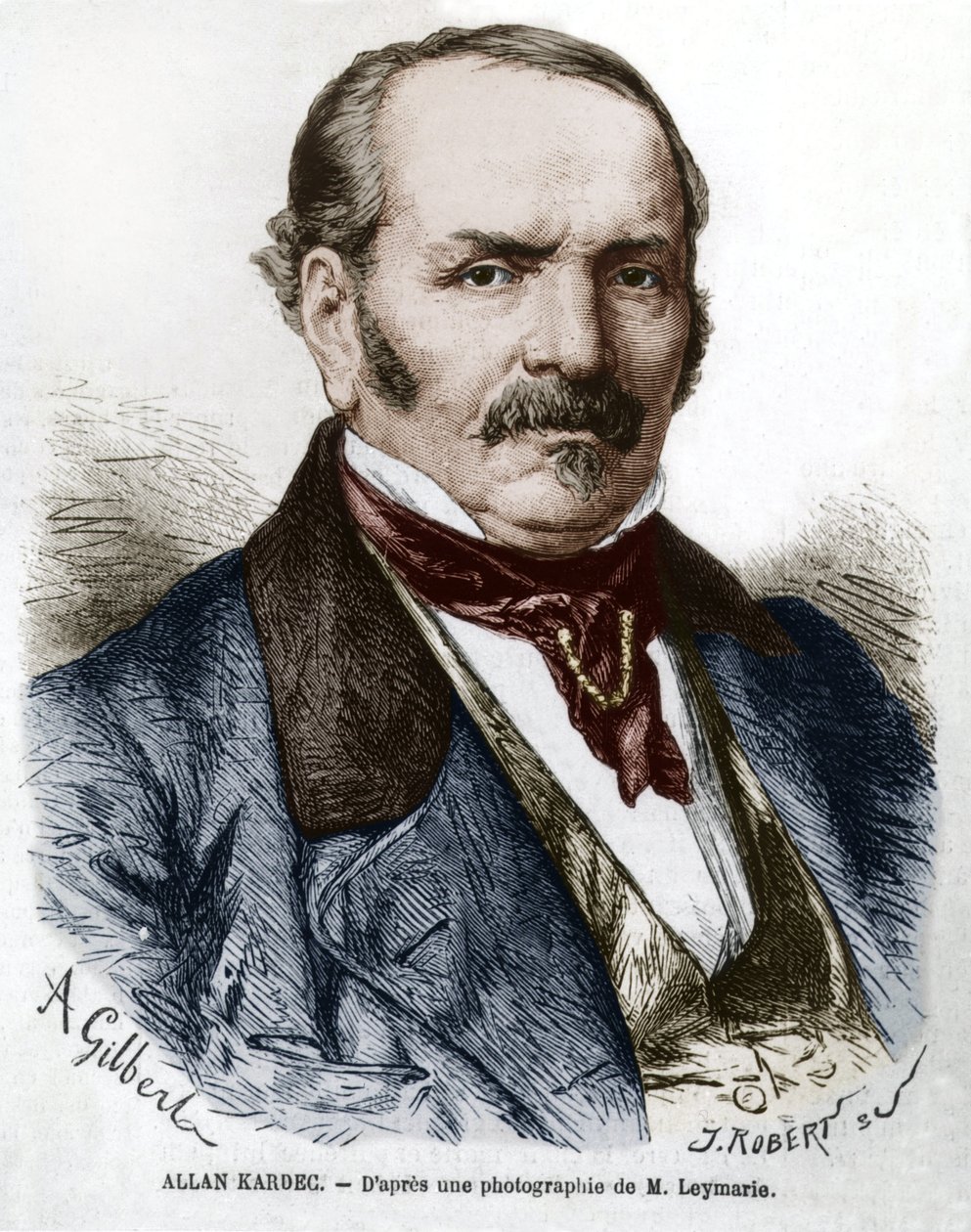 Allan Kardec (1804-1869) nome verdadeiro Hippolyte Leon Denisart-Rivail, inventor do espiritismo na França, gravura após foto de Leymariepolish autorstwa Hippolyte Leymarie