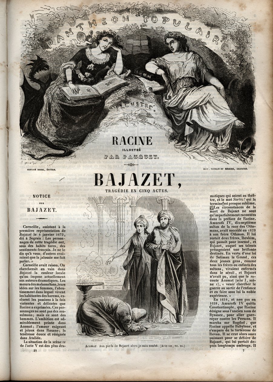 Tragedia Bajazeta w pięciu aktach, grawer Jeana Racine