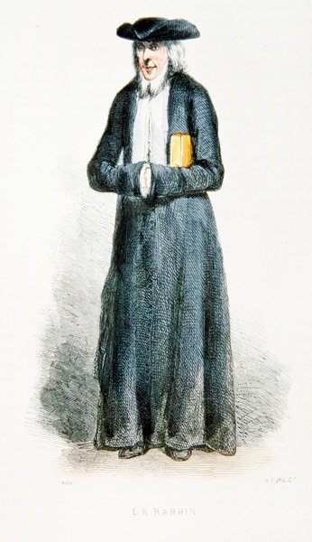 Le Rabbin", ilustracja z książki "Les Francais Par Eux-Memes", wydanej przez L. Curmer w Paryżu. autorstwa Hippolyte Louis and Polydore Pauquet