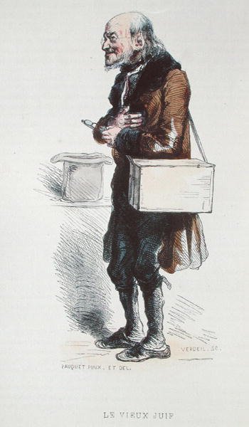 „Le Vieux Juif”, ilustracja z „Les Francais Par Eux-Memes”, wydanej przez L. Curmera w Paryżu autorstwa Hippolyte Louis and Polydore Pauquet