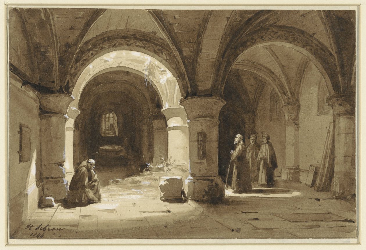 Sklepienia klasztorne z mnichami autorstwa Hippolyte Victor Valentin Sebron