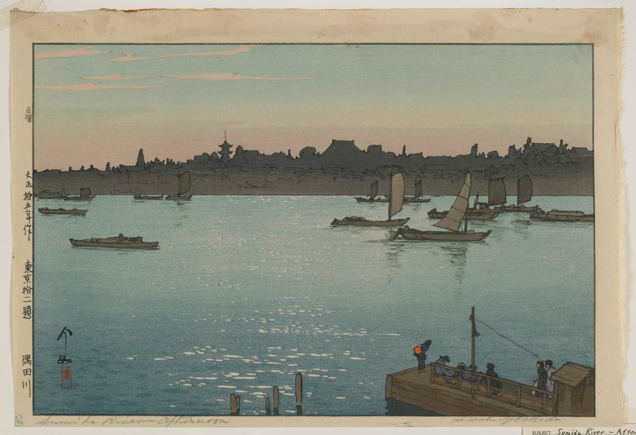 Sumida River - Popołudnie, z serii Dwanaście scen Tokio, epoka Taisho autorstwa Hiroshi Yoshida