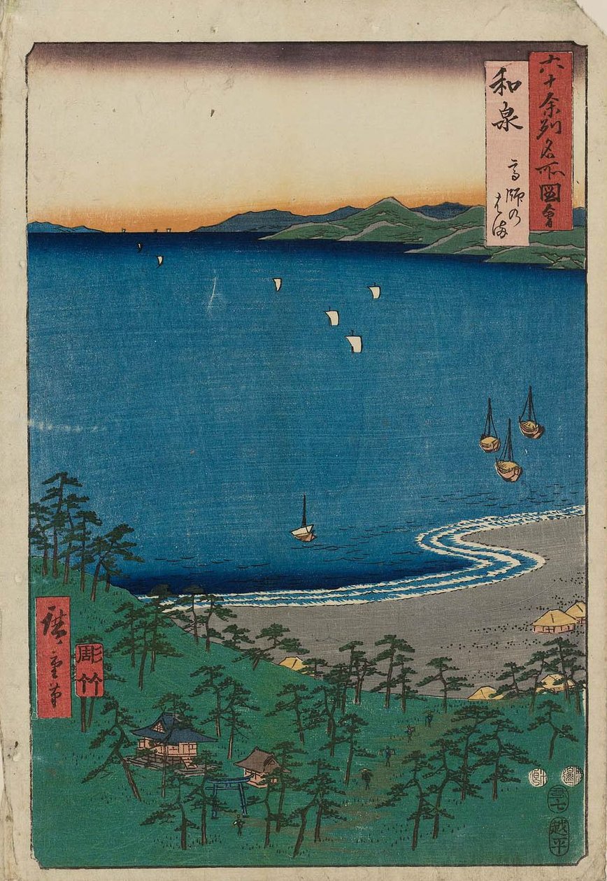 Prowincja Izumi: Takashi Beach Izumi, Takashi no hama autorstwa Utagawa Hiroshige
