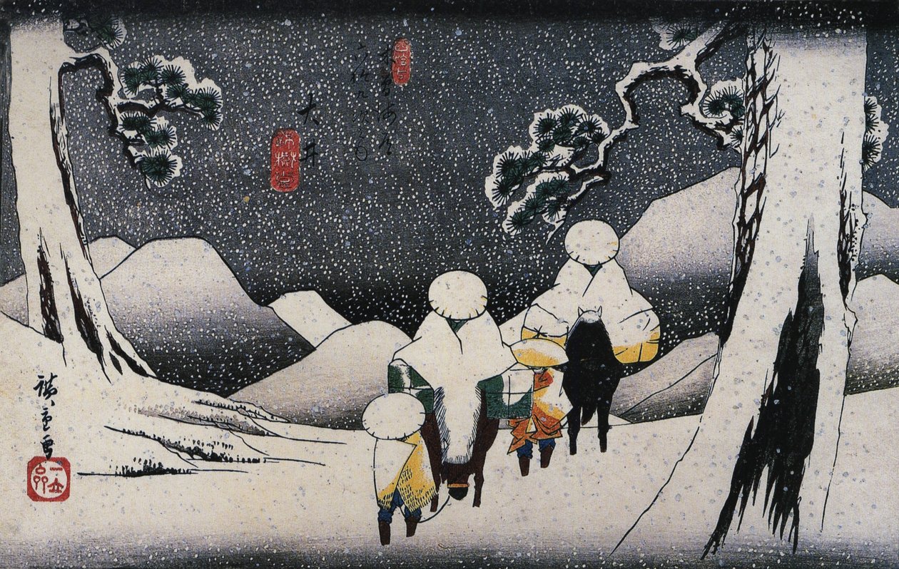 nAngielski: Ohio, z sześćdziesięciu dziewięciu stacji na Kisokaido autorstwa Utagawa Hiroshige