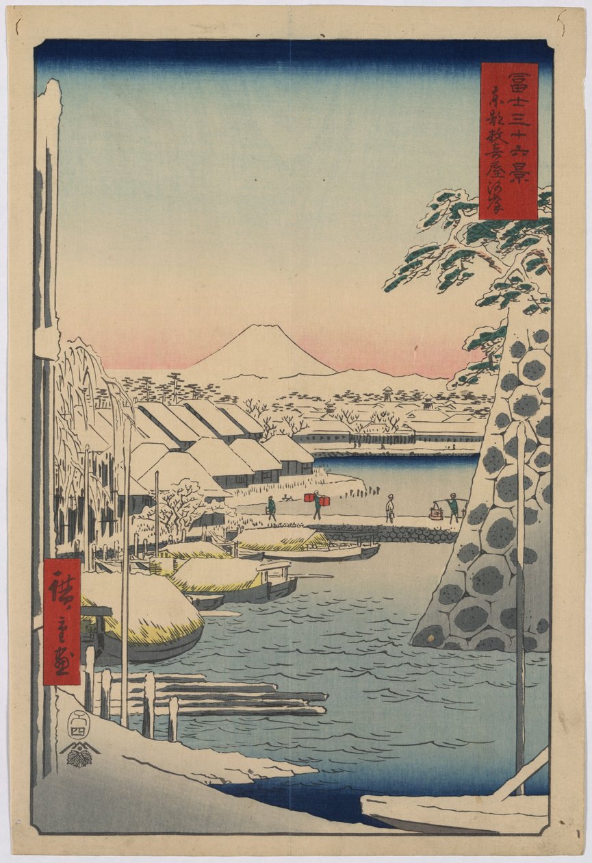 36 widoków na górę Fuji - #3. Sukiyagashi autorstwa Utagawa Hiroshige